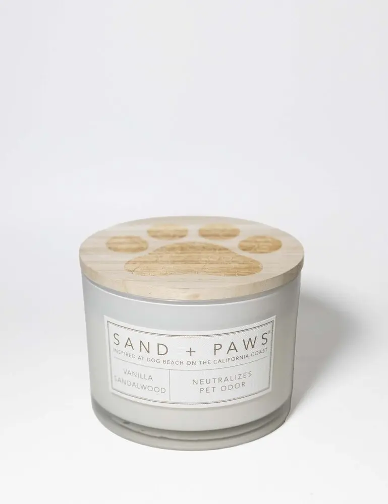 Sand + Paws Vanilla Sandalwood 12 Oz Scented Candle